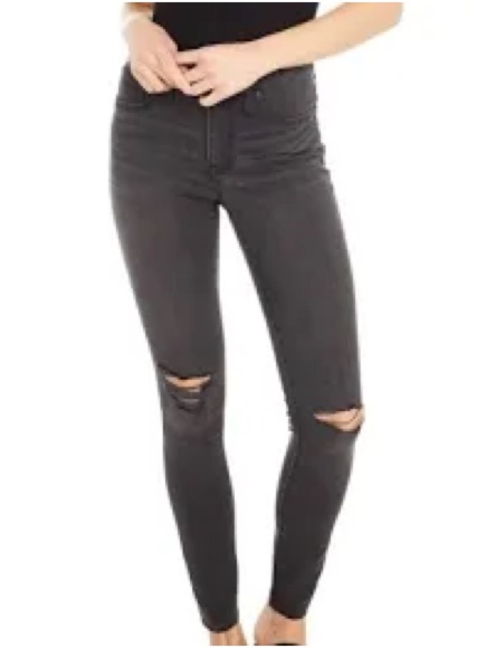 Madewell Charcoal Gray Distressed Skinny Jeans - Women